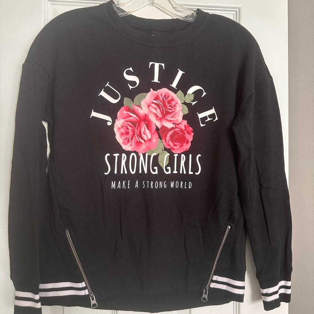 Justice Black Strong Girls Sweatshirt